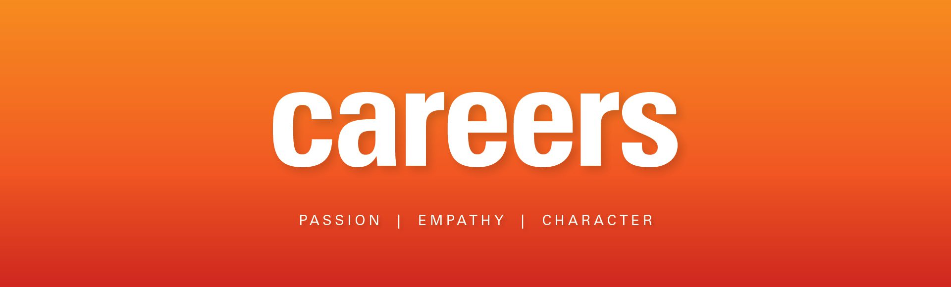 Orange background with white text that reads Careers